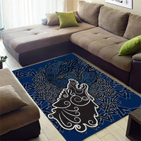 Viking Wolf and Valknut Area Rug Nordic Knotwork Rune Illustration