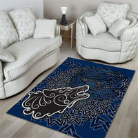 Viking Wolf and Valknut Area Rug Nordic Knotwork Rune Illustration