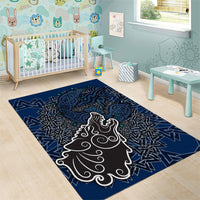 Viking Wolf and Valknut Area Rug Nordic Knotwork Rune Illustration