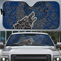 Viking Wolf and Valknut Auto Sun Shade Nordic Knotwork Rune Illustration