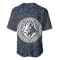 Viking Wolf and Valknut Baseball Jersey Nordic Knotwork Rune Illustration