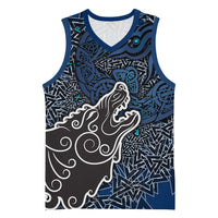 Viking Wolf and Valknut Basketball Jersey Nordic Knotwork Rune Illustration