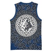 Viking Wolf and Valknut Basketball Jersey Nordic Knotwork Rune Illustration