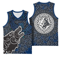 Viking Wolf and Valknut Basketball Jersey Nordic Knotwork Rune Illustration