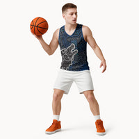 Viking Wolf and Valknut Basketball Jersey Nordic Knotwork Rune Illustration