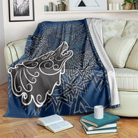 Viking Wolf and Valknut Blanket Nordic Knotwork Rune Illustration