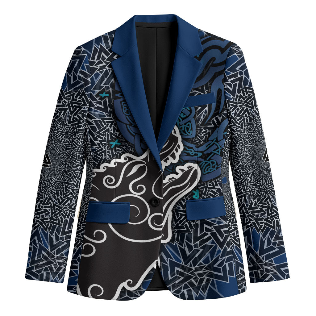 Viking Wolf and Valknut Blazer Nordic Knotwork Rune Illustration