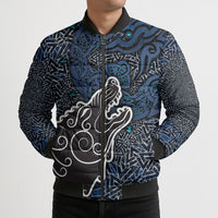 Viking Wolf and Valknut Bomber Puffer Jacket Nordic Knotwork Rune Illustration