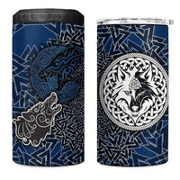 Viking Wolf and Valknut 4 in 1 Can Cooler Tumbler Nordic Knotwork Rune Illustration