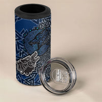 Viking Wolf and Valknut 4 in 1 Can Cooler Tumbler Nordic Knotwork Rune Illustration