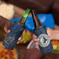 Viking Wolf and Valknut 4 in 1 Can Cooler Tumbler Nordic Knotwork Rune Illustration