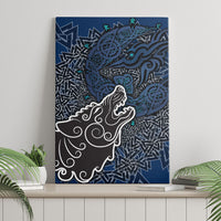 Viking Wolf and Valknut Canvas Wall Art Nordic Knotwork Rune Illustration