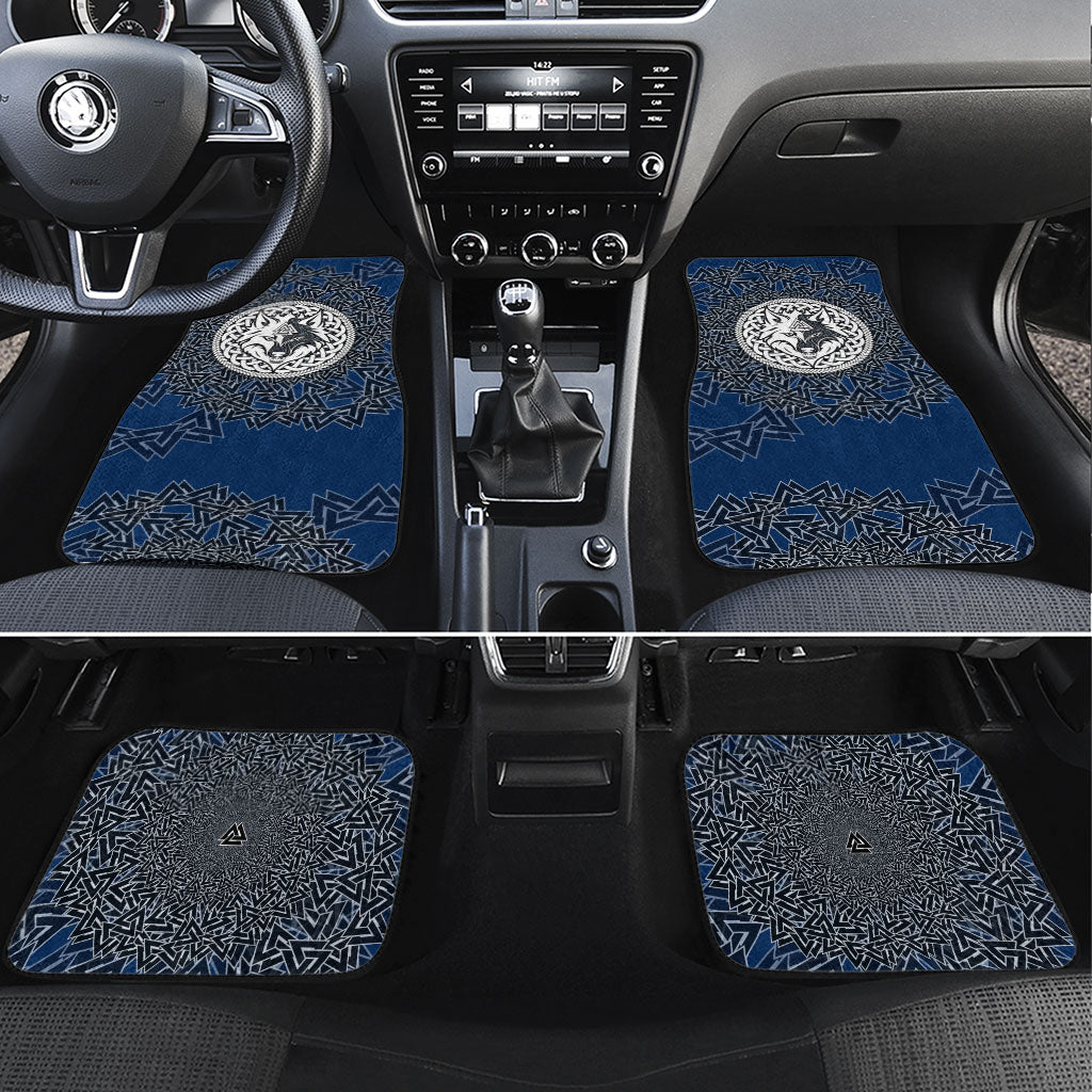 Viking Wolf and Valknut Car Mats Nordic Knotwork Rune Illustration