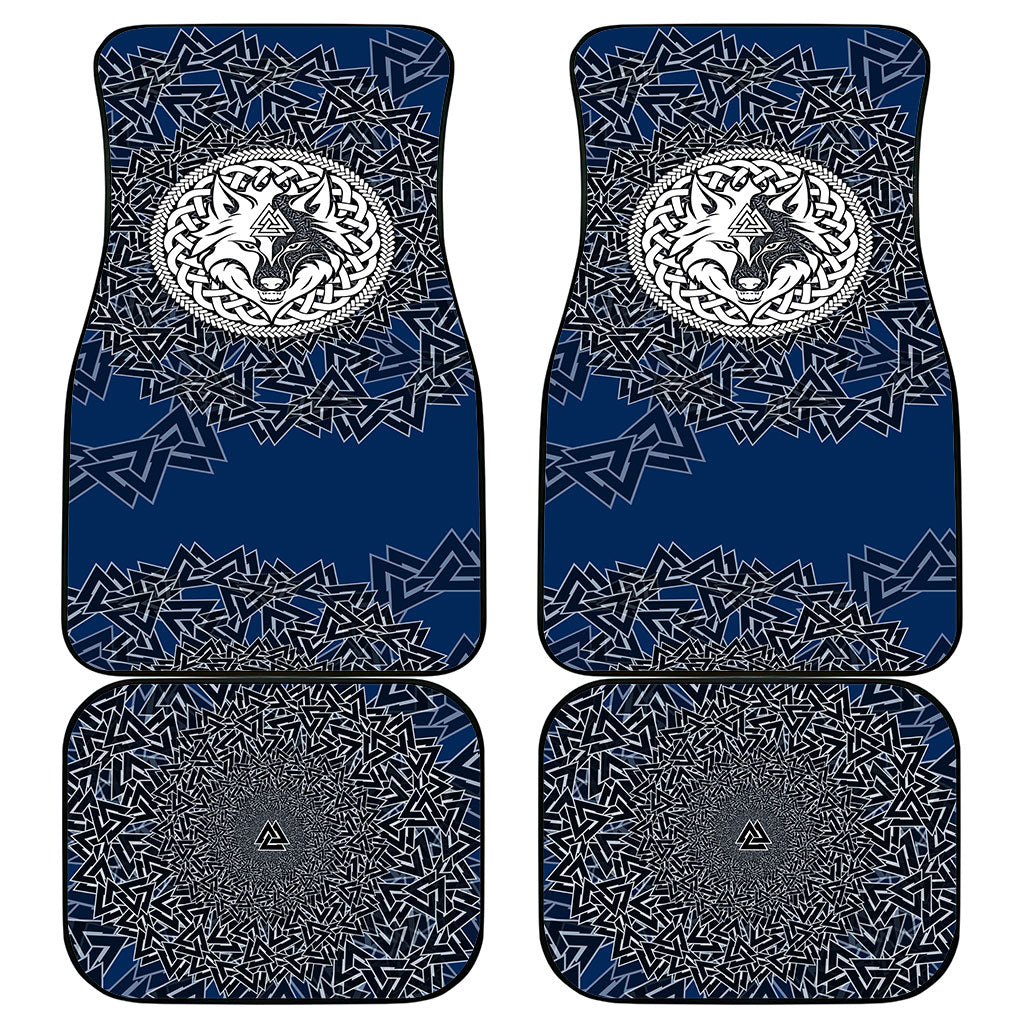 Viking Wolf and Valknut Car Mats Nordic Knotwork Rune Illustration