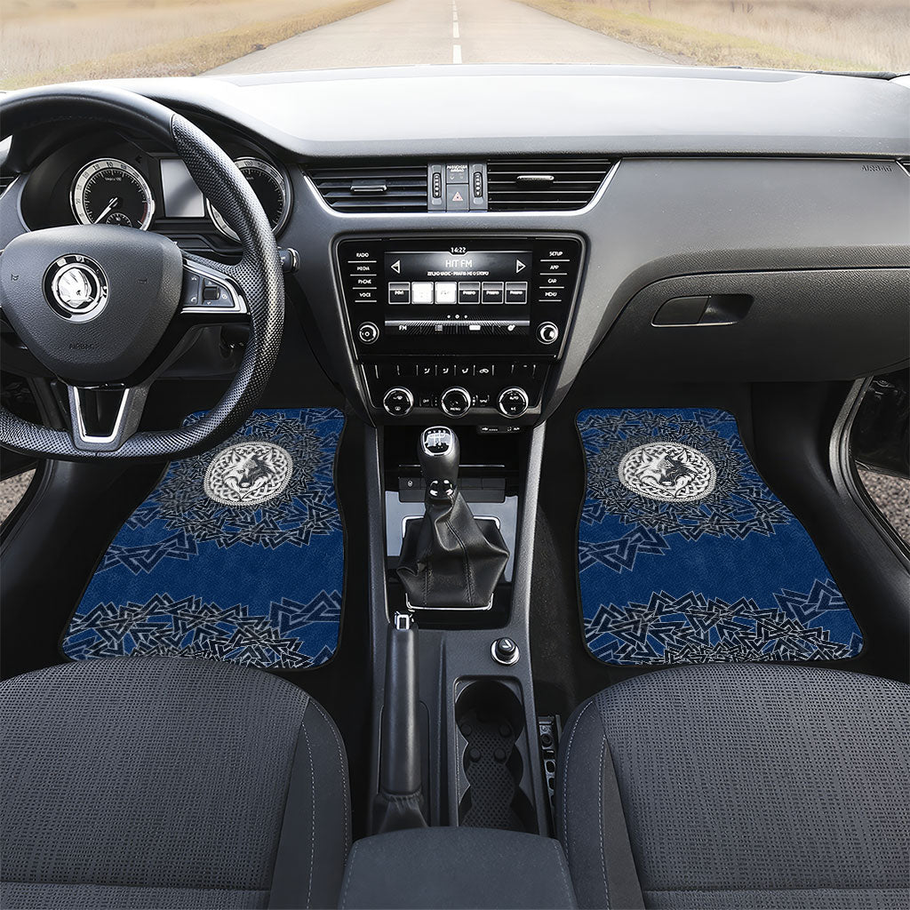 Viking Wolf and Valknut Car Mats Nordic Knotwork Rune Illustration