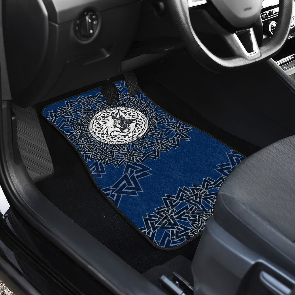 Viking Wolf and Valknut Car Mats Nordic Knotwork Rune Illustration