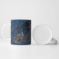 Viking Wolf and Valknut Ceramic Mug Nordic Knotwork Rune Illustration