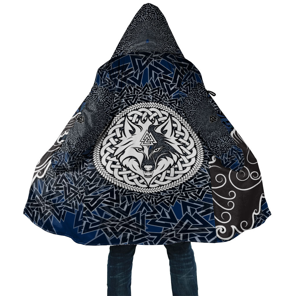 Viking Wolf and Valknut Cloak Nordic Knotwork Rune Illustration