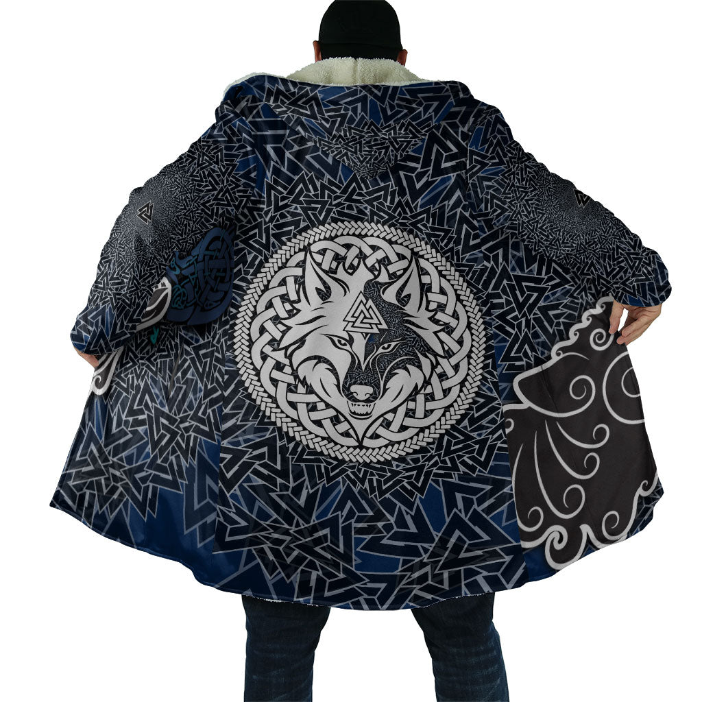 Viking Wolf and Valknut Cloak Nordic Knotwork Rune Illustration