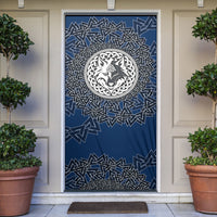 Viking Wolf and Valknut Door Cover Nordic Knotwork Rune Illustration