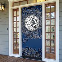 Viking Wolf and Valknut Door Cover Nordic Knotwork Rune Illustration