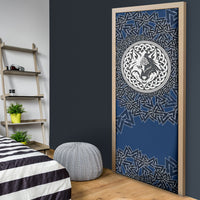 Viking Wolf and Valknut Door Cover Nordic Knotwork Rune Illustration