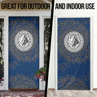 Viking Wolf and Valknut Door Cover Nordic Knotwork Rune Illustration