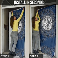 Viking Wolf and Valknut Door Cover Nordic Knotwork Rune Illustration
