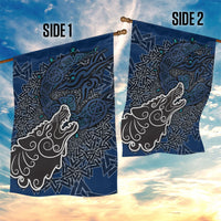 Viking Wolf and Valknut Garden Flag Nordic Knotwork Rune Illustration