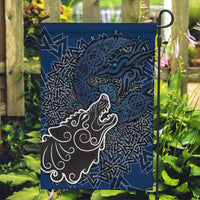 Viking Wolf and Valknut Garden Flag Nordic Knotwork Rune Illustration