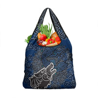 Viking Wolf and Valknut Grocery Bag Nordic Knotwork Rune Illustration