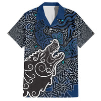 Viking Wolf and Valknut Hawaiian Shirt Nordic Knotwork Rune Illustration