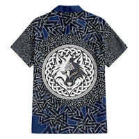 Viking Wolf and Valknut Hawaiian Shirt Nordic Knotwork Rune Illustration
