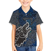 Viking Wolf and Valknut Hawaiian Shirt Nordic Knotwork Rune Illustration