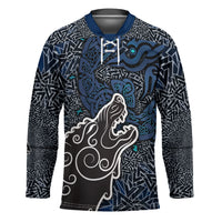 Viking Wolf and Valknut Hockey Jersey Nordic Knotwork Rune Illustration