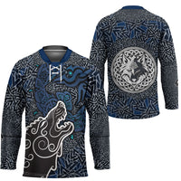 Viking Wolf and Valknut Hockey Jersey Nordic Knotwork Rune Illustration