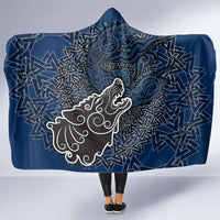 Viking Wolf and Valknut Hooded Blanket Nordic Knotwork Rune Illustration