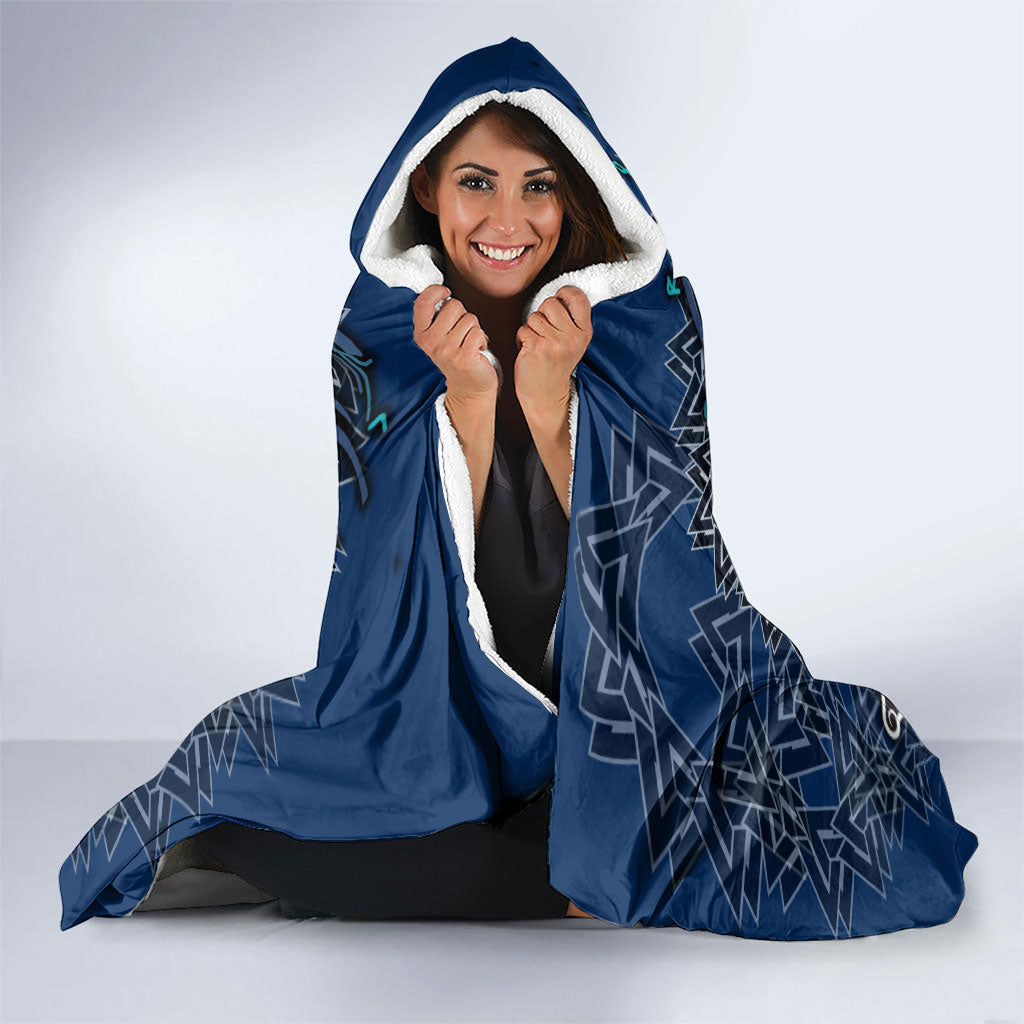 Viking Wolf and Valknut Hooded Blanket Nordic Knotwork Rune Illustration