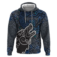 Viking Wolf and Valknut Hoodie Nordic Knotwork Rune Illustration