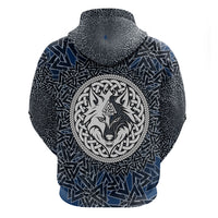 Viking Wolf and Valknut Hoodie Nordic Knotwork Rune Illustration