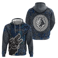Viking Wolf and Valknut Hoodie Nordic Knotwork Rune Illustration