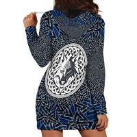 Viking Wolf and Valknut Hoodie Dress Nordic Knotwork Rune Illustration