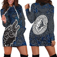 Viking Wolf and Valknut Hoodie Dress Nordic Knotwork Rune Illustration