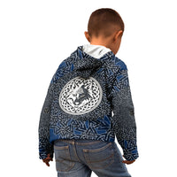 Viking Wolf and Valknut Kid Hoodie Nordic Knotwork Rune Illustration