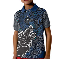 Viking Wolf and Valknut Kid Polo Shirt Nordic Knotwork Rune Illustration