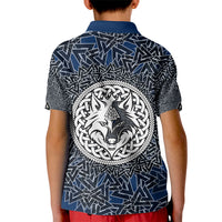 Viking Wolf and Valknut Kid Polo Shirt Nordic Knotwork Rune Illustration