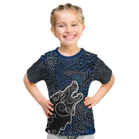 Viking Wolf and Valknut Kid T Shirt Nordic Knotwork Rune Illustration