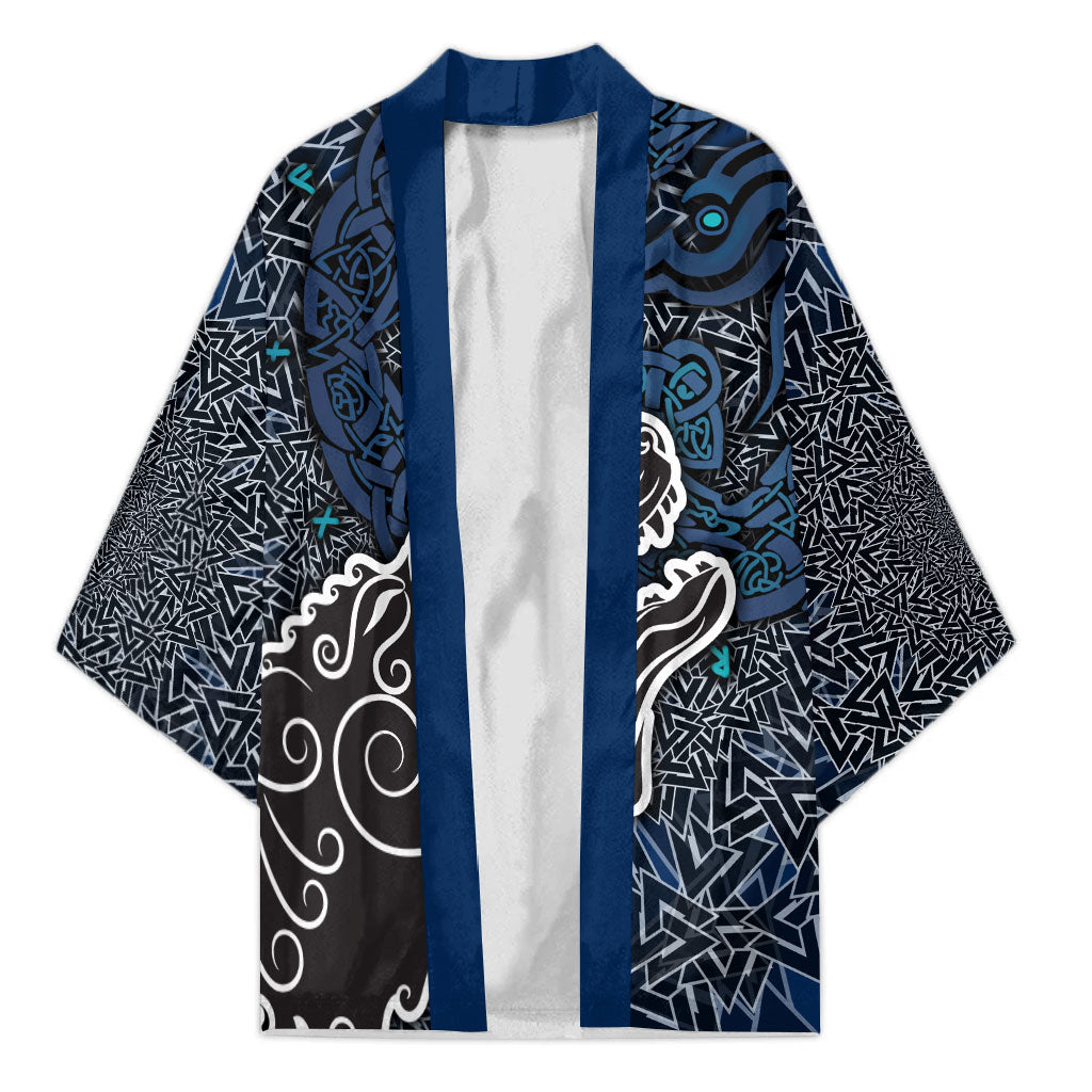Viking Wolf and Valknut Kimono Nordic Knotwork Rune Illustration
