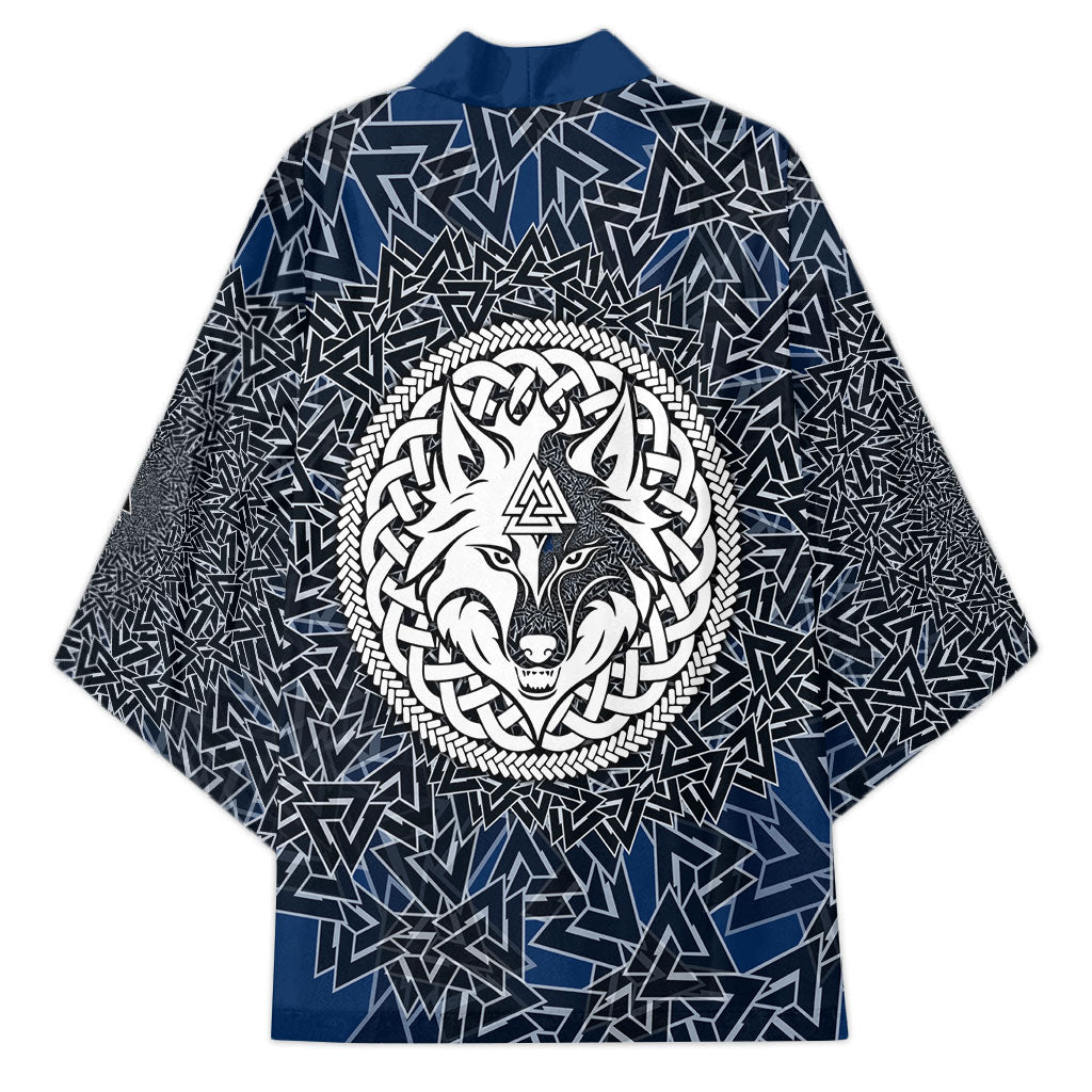 Viking Wolf and Valknut Kimono Nordic Knotwork Rune Illustration