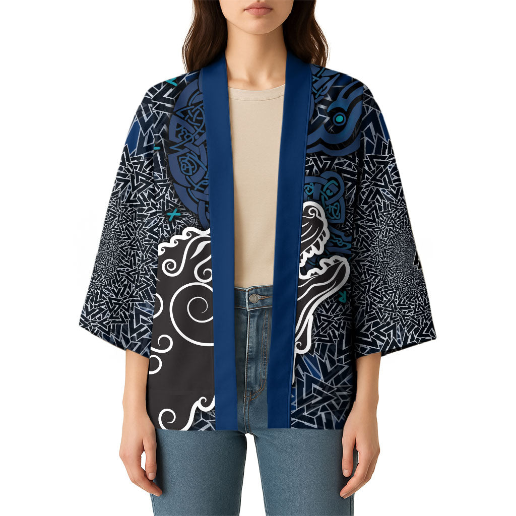 Viking Wolf and Valknut Kimono Nordic Knotwork Rune Illustration